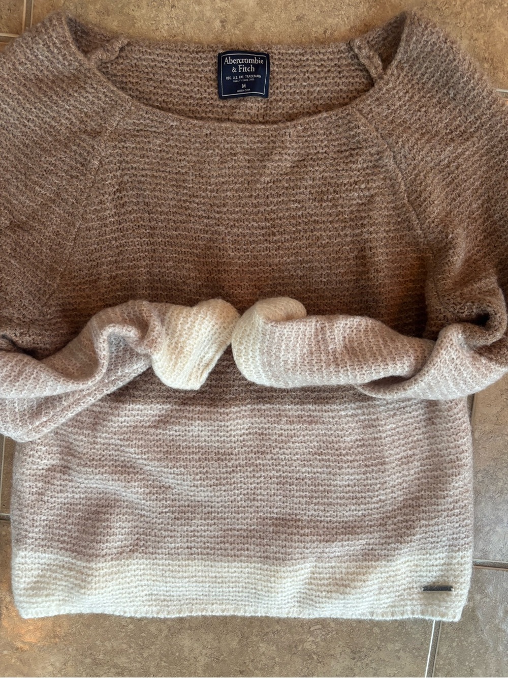 Abercrombie & Fitch Cream to Light Brown Ombre Sweater